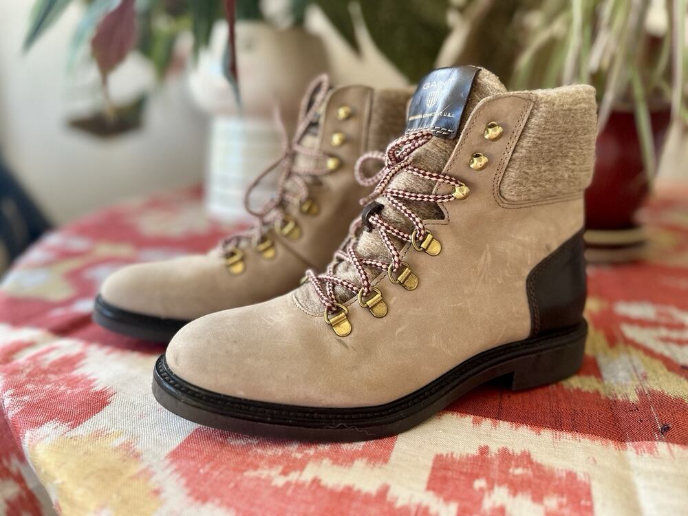 Gant New Haven Women’s Ashley Boot, 7.5 USA/38 EU, Tan Leather Wool,